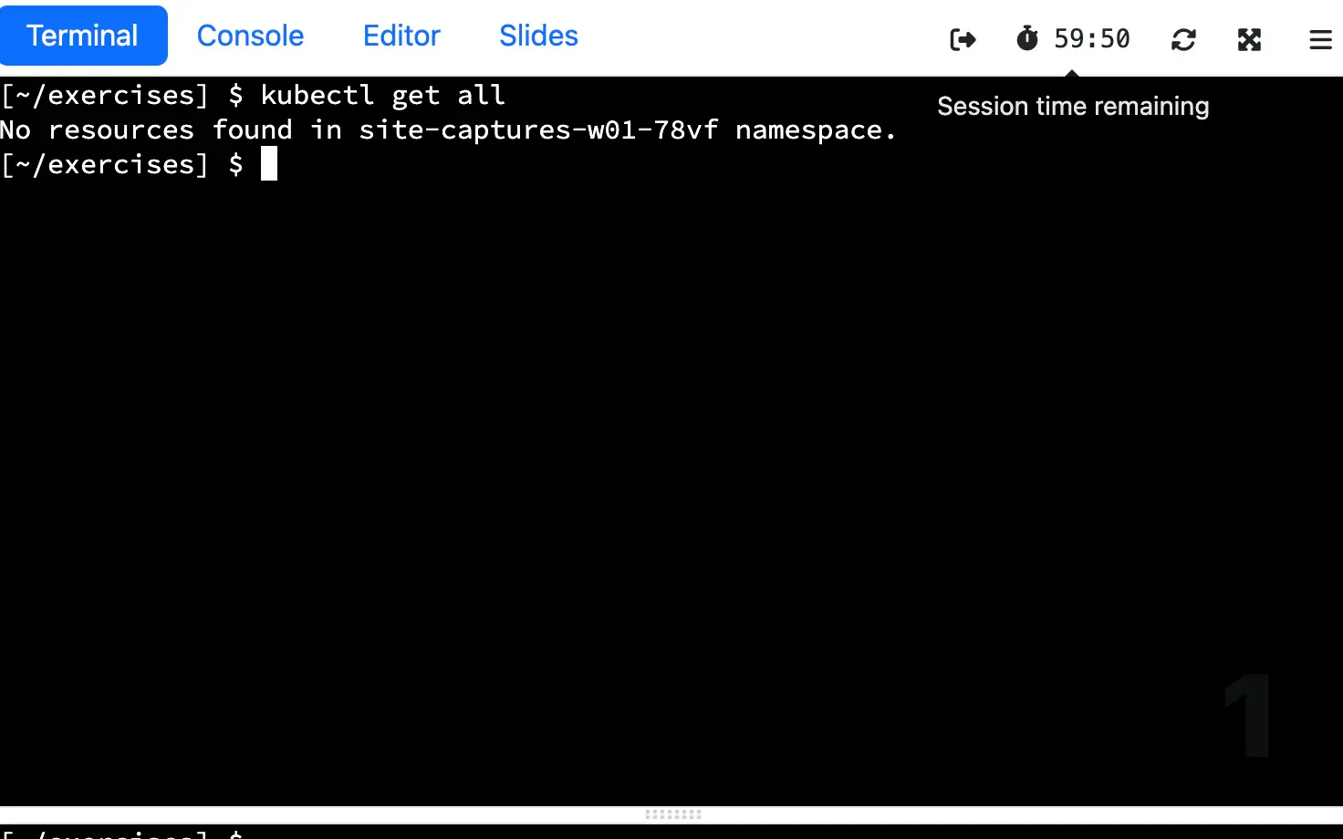 A Session that opened at once from one created ahead of time, with the time it has left counting down in the dashboard's top bar.